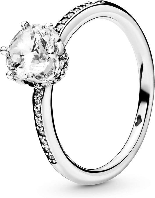 Pandora Glossy Crown-Shaped Solitaire Ring